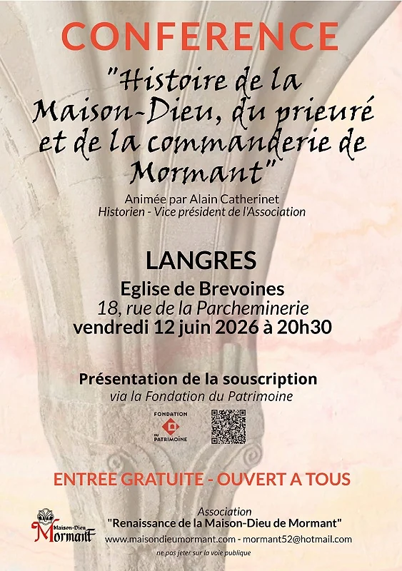 Conférence - Histoire de la Maison-Dieu, du prieuré et de la commanderie de Mormant